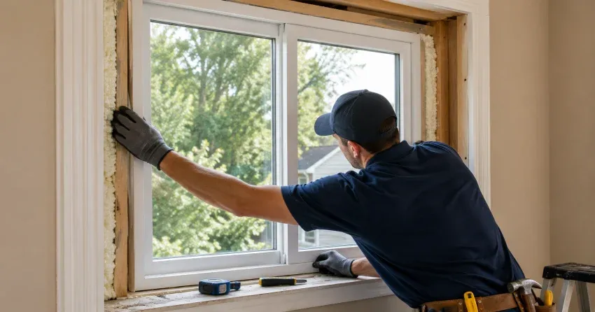 close-up of Low-E glass coating on an insulated window Pine River, Angus