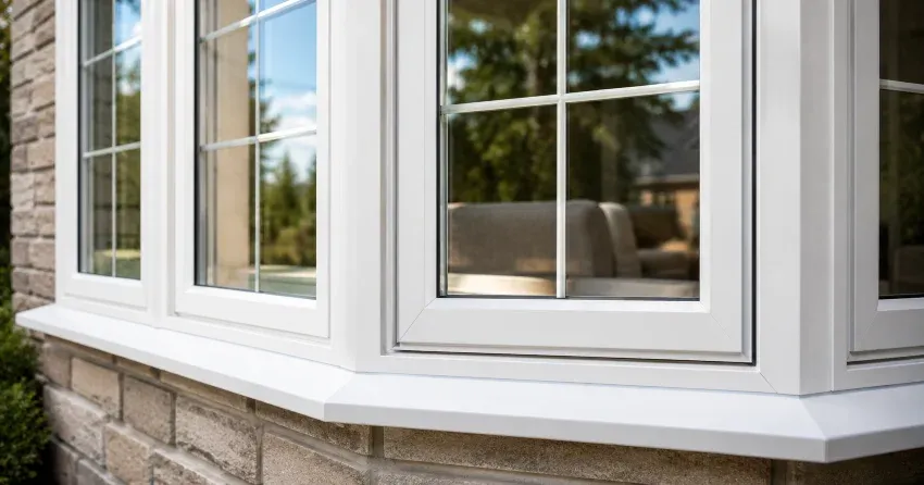 bay window alcove seating area in a living room in Woodland Creeks, Angus