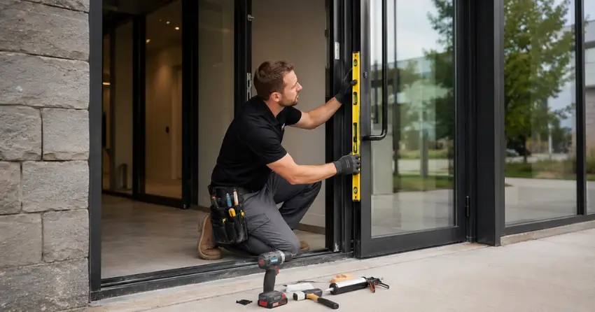 commercial glass door frame installation Pine River, Angus