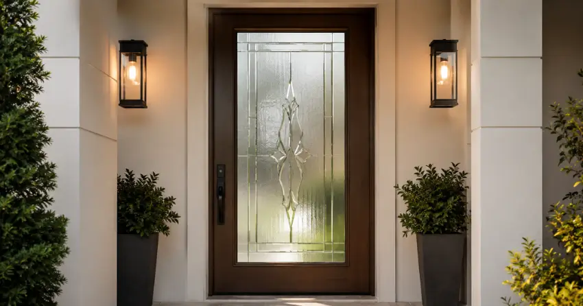 decorative frosted glass panel installed in a front door in Pine River South, Angus