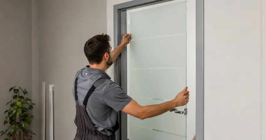 frosted glass interior door panel installation in Riverlea, Angus