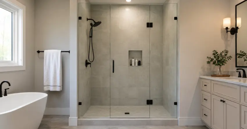 new frameless glass shower door installed in Riverlea, Angus