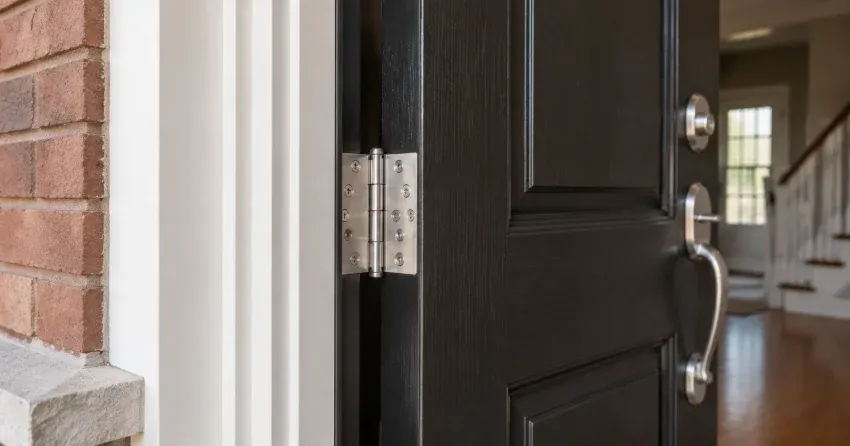 technician repairing a front door lock and frame in Angus